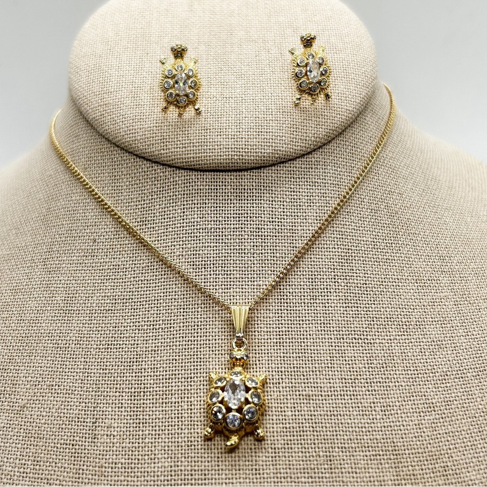 NWOT Gold filled Turtle earrings and necklace set ❤️ - Picture 7 of 12